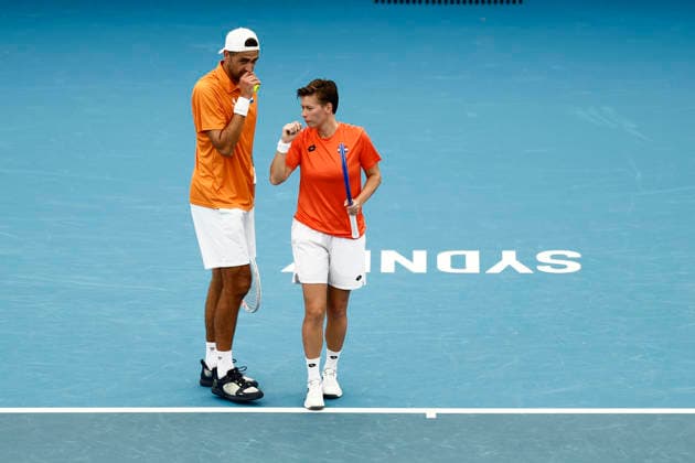 TENNIS UNITED CUP SYDNEY, David Pel of Team Netherlands playing with Demi Schuurs of Team Netherlands in their Group F doubles match against Katarzyna Kawa of team Poland and Jan Zielinski of team Poland during day six of the 2026 United Cup at Ken Rosewall Arena in Sydney, Wednesday, January 7, 2026. ( NO ARCHIVING, EDITORIAL USE ONLY SYDNEY NEW SOUTH WALES AUSTRALIA  Copyright: xMARKxEVANSx 20260107197671322136