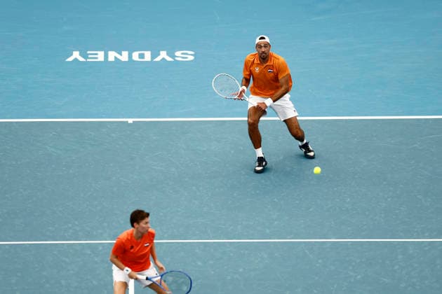 TENNIS UNITED CUP SYDNEY, David Pel of Team Netherlands playing with Demi Schuurs of Team Netherlands in their Group F doubles match against Katarzyna Kawa of team Poland and Jan Zielinski of team Poland during day six of the 2026 United Cup at Ken Rosewall Arena in Sydney, Wednesday, January 7, 2026. ( NO ARCHIVING, EDITORIAL USE ONLY SYDNEY NEW SOUTH WALES AUSTRALIA  Copyright: xMARKxEVANSx 20260107198636988056