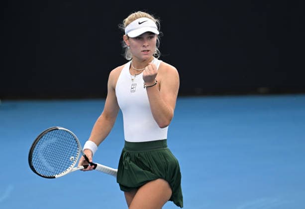TENNIS BRISBANE INTERNATIONAL, Emerson Jones of Australia reacts against Liudmila Samsonova of Russia during day four of the Brisbane International tennis tournament at Pat Rafter Arena in Brisbane, Wednesday, January 7, 2026. ( NO ARCHIVING, EDITORIAL USE ONLY BRISBANE QUEENSLAND AUSTRALIA  Copyright: xDARRENxENGLANDx 20260107177861802176