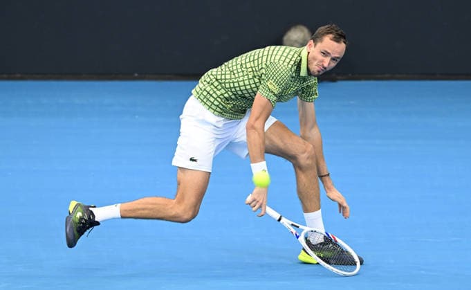 TENNIS BRISBANE INTERNATIONAL, Daniil Medvedev of Russia in action against Frances Tiafoe of the USA during day four of the Brisbane International tennis tournament at Pat Rafter Arena in Brisbane, Wednesday, January 7, 2026. ( NO ARCHIVING, EDITORIAL USE ONLY BRISBANE QUEENSLAND AUSTRALIA  Copyright: xDARRENxENGLANDx 20260107175535215225