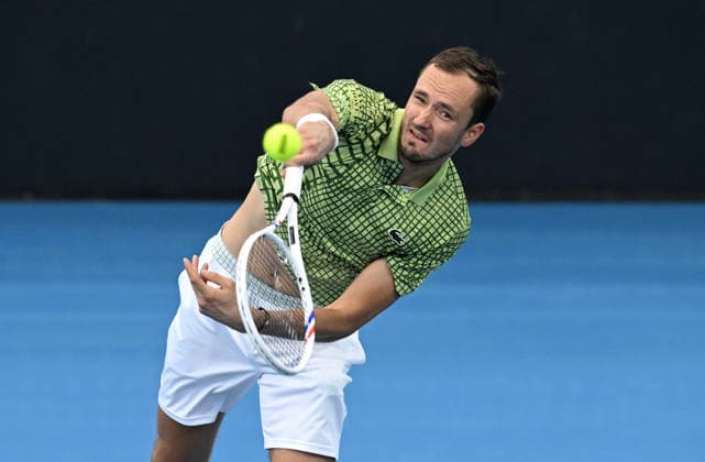 TENNIS BRISBANE INTERNATIONAL, Daniil Medvedev of Russia in action against Frances Tiafoe of the USA during day four of the Brisbane International tennis tournament at Pat Rafter Arena in Brisbane, Wednesday, January 7, 2026. ( NO ARCHIVING, EDITORIAL USE ONLY BRISBANE QUEENSLAND AUSTRALIA  Copyright: xDARRENxENGLANDx 20260107199746531300