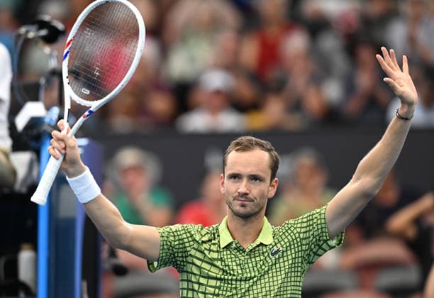 TENNIS BRISBANE INTERNATIONAL, Daniil Medvedev of Russia celebrates winning against Frances Tiafoe of the USA during day four of the Brisbane International tennis tournament at Pat Rafter Arena in Brisbane, Wednesday, January 7, 2026. ( NO ARCHIVING, EDITORIAL USE ONLY BRISBANE QUEENSLAND AUSTRALIA  Copyright: xDARRENxENGLANDx 20260107138944383758