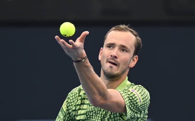 TENNIS BRISBANE INTERNATIONAL, Daniil Medvedev of Russia in action against Frances Tiafoe of the USA during day four of the Brisbane International tennis tournament at Pat Rafter Arena in Brisbane, Wednesday, January 7, 2026. ( NO ARCHIVING, EDITORIAL USE ONLY BRISBANE QUEENSLAND AUSTRALIA  Copyright: xDARRENxENGLANDx 20260107197211516381