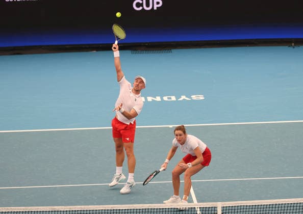 January 7, 2026, Sydney, New South Wales, Australia: JAN ZIELINSKI and KATARZYNA KAWA of Poland during the match against team Netherlands in double mikst competition group F during the United Cup at Ken Rosewall Arena, Sydney, Australia. Sydney Australia - ZUMAc278 20260107_zsp_c278_029 Copyright: xMarcinxCholewinskix