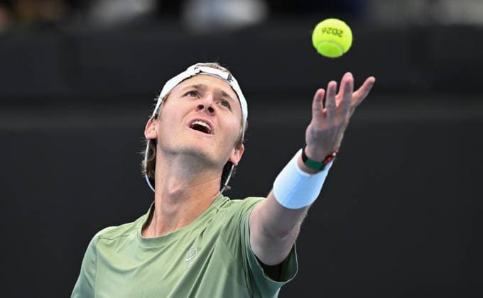 TENNIS BRISBANE INTERNATIONAL, Sebastian Korda of the USA in action against Jiri Lehecka of the Czech Republic during day four of the Brisbane International tennis tournament at Pat Rafter Arena in Brisbane, Wednesday, January 7, 2026. ( NO ARCHIVING, EDITORIAL USE ONLY BRISBANE QUEENSLAND AUSTRALIA  Copyright: xDARRENxENGLANDx 20260107147861108160