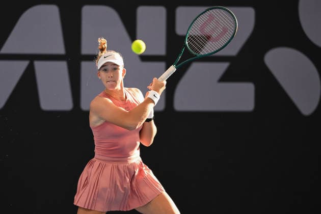 TENNIS BRISBANE INTERNATIONAL, Mirra Andreeva in action against Olivia Gadecki of Australia during day four of the Brisbane International tennis tournament at Pat Rafter Arena in Brisbane, Wednesday, January 7, 2026. ( NO ARCHIVING, EDITORIAL USE ONLY BRISBANE QUEENSLAND AUSTRALIA  Copyright: xZAINxMOHAMMEDx 20260107172141805743