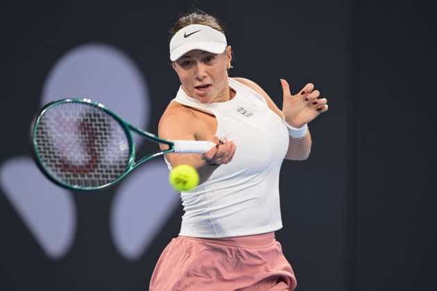 TENNIS BRISBANE INTERNATIONAL, Amanda Anisimova of USA in action against Kimberly Birrell of Australia during day four of the Brisbane International tennis tournament at Pat Rafter Arena in Brisbane, Wednesday, January 7, 2026. ( NO ARCHIVING, EDITORIAL USE ONLY BRISBANE QUEENSLAND AUSTRALIA  Copyright: xZAINxMOHAMMEDx 20260107139628022981