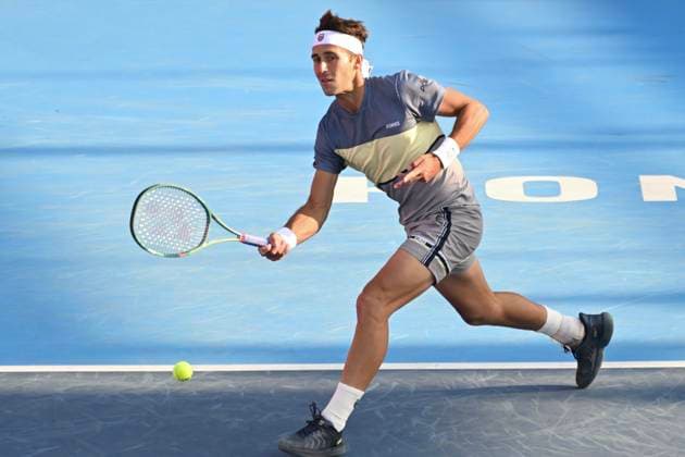 Hong Kong Tennis Open(ATP250) - Day 4 Tomas Martin Etcheverry, an Argentine tennis player, during a match at the Hong Kong Tennis Open(ATP250) on January 7, 2026 in Hong Kong. (Photo by Kobe Li Nexpher Images) Hong Kong