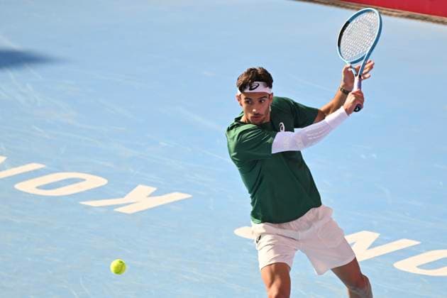 Hong Kong Tennis Open(ATP250) - Day 4 Lorenzo Musetti, an Italian tennis player, during a match at the Hong Kong Tennis Open(ATP250) on January 7, 2026 in Hong Kong. (Photo by Kobe Li Nexpher Images) Hong Kong