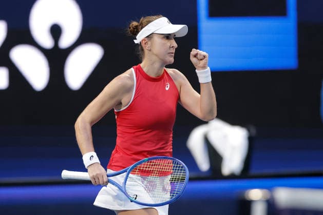 TENNIS UNITED CUP PERTH, Belinda Bencic of Switzerland celebrates a point against Solana Sierra of Argentina during the United Cup quarter-final match between Argentina and Switzerland at RAC Arena in Perth, Wednesday, January 7, 2026. ( NO ARCHIVING, EDITORIAL USE ONLY PERTH Western Australia Australia  Copyright: xRICHARDxWAINWRIGHTx 20260107147089820605