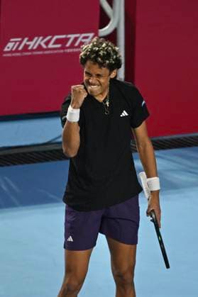 Hong Kong Tennis Open(ATP250) - Day 4 Gabriel Diallo, a Canadian tennis player, during a match at the Hong Kong Tennis Open(ATP250) on January 7, 2026 in Hong Kong. (Photo by Kobe Li Nexpher Images) Hong Kong