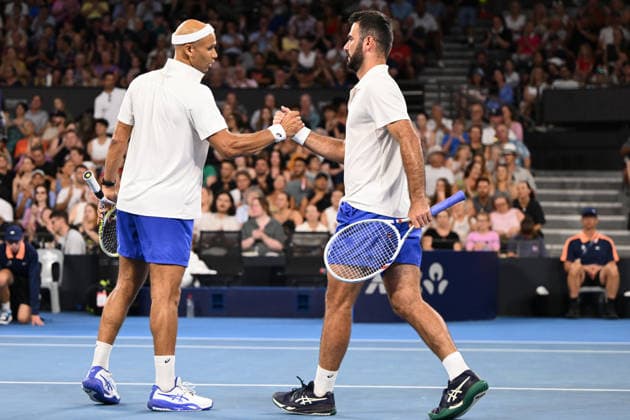 TENNIS BRISBANE INTERNATIONAL, Sadio Doumbia (L) and Fabien Reboul (R) of France during their doubles match against Thanasi Kokkinakis and Nick Kyrgios of Australia during day four of the Brisbane International tennis tournament at Pat Rafter Arena in Brisbane, Wednesday, January 7, 2026. ( NO ARCHIVING, EDITORIAL USE ONLY BRISBANE QUEENSLAND AUSTRALIA  Copyright: xZAINxMOHAMMEDx 20260107132485988804