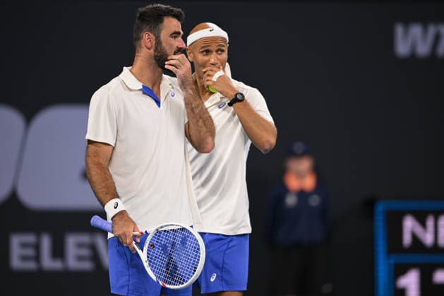 TENNIS BRISBANE INTERNATIONAL, Sadio Doumbia (R) and Fabien Reboul (L) of France during their doubles match against Thanasi Kokkinakis and Nick Kyrgios of Australia during day four of the Brisbane International tennis tournament at Pat Rafter Arena in Brisbane, Wednesday, January 7, 2026. ( NO ARCHIVING, EDITORIAL USE ONLY BRISBANE QUEENSLAND AUSTRALIA  Copyright: xZAINxMOHAMMEDx 20260107123353121332