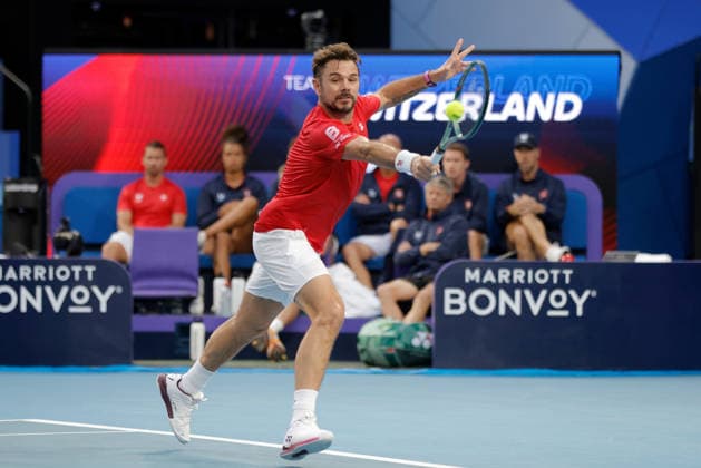 TENNIS UNITED CUP PERTH, Stan Wawrinka of Switzerland in action against Sebastian Baez of Argentina during the United Cup quarter-final match between Argentina and Switzerland at RAC Arena in Perth, Wednesday, January 7, 2026. ( NO ARCHIVING, EDITORIAL USE ONLY PERTH Western Australia Australia  Copyright: xRICHARDxWAINWRIGHTx 20260107151315352835