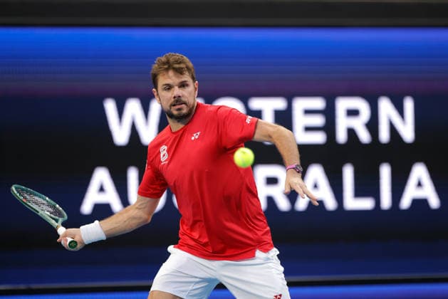 TENNIS UNITED CUP PERTH, Stan Wawrinka of Switzerland in action against Sebastian Baez of Argentina during the United Cup quarter-final match between Argentina and Switzerland at RAC Arena in Perth, Wednesday, January 7, 2026. ( NO ARCHIVING, EDITORIAL USE ONLY PERTH Western Australia Australia  Copyright: xRICHARDxWAINWRIGHTx 20260107150905557690