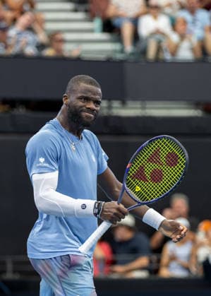 January 7, 2026, Brisbane, Qld, Australia: FRANCES TIAFOE of the United States reacts between points during his MenÃ¢â‚¬â ¢s Singles round of 16 match against DANIIL MEDVEDEV of Russia at the Brisbane International. Brisbane Australia - ZUMAt173 20260107_zsp_t173_033 Copyright: xStephanexThomasx