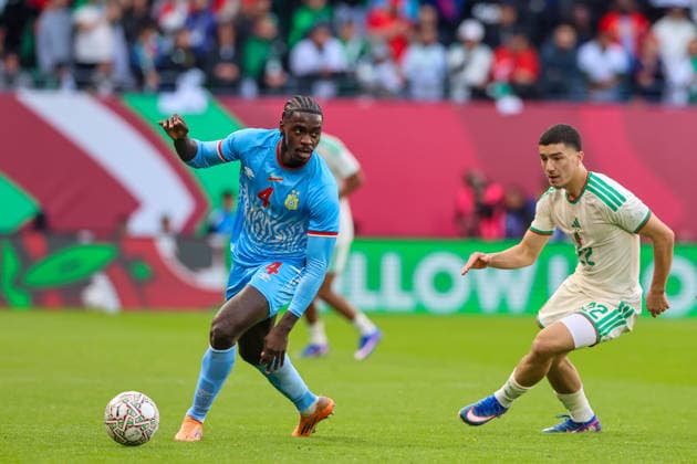 TotalEnergies CAF AFACON Morocco 2025 - Algeria - DR Congo -Stade Prince Moulay El Hassan - Rabat - Morocco DR CongoÂ s Axel Tuanzebe (4) in action during the Africa Cup of Nations (CAN) 2025 Round 16 football match between Algeria and Democratic Republic of Congo at Stade Prince Moulay EL Hassan in Rabat on January 06, 2026. December 2025 Copyright: xloulidiphotox