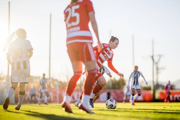Belgian Hannah Eurlings is seen playing a soccer match for Union Berlin at the winter training camp of Belgian soccer team KAA Gent, in Oliva, Spain, Wednesday 07 January 2026. JASPERxJACOBS  x154285301x