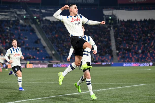 Krstovic Nikola (Atalanta Bc) celebrating his goal during Bologna FC vs Atalanta BC, Italian soccer Serie A match in Bologna, Italy, January 07 2026  Copyright: xGianlucaxRicci IPAxSportx xipa-agency.netx xx IPA_69789068 IPA_Agency_IPA69789068