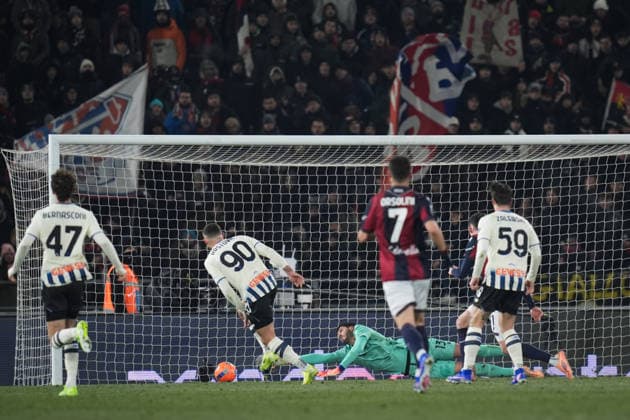 Atalanta s Nikola Krstovic goal 0-1 during the Serie A soccer match between Bologna and Atalanta at the Renato DallÕAra Stadium in Bologna, north Italy - Wednesday, January 7, 2026 -  Copyright: xMassimoxPaolone LaPressex