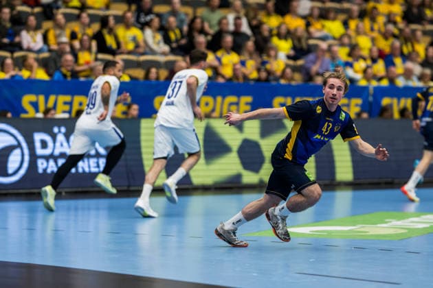 260107 Felix Montebovi of Sweden during the international friendly handball match between Sweden and Brazil on January 7, 2026 in Partille Photo Mathias Bergeld BILDBYRAN code MB MB1272 handball handball handball international friendly sverige sweden brazil bbeng träningsmatch träningslandskamp  Copyright: MATHIASxBERGELD BB260107MB049