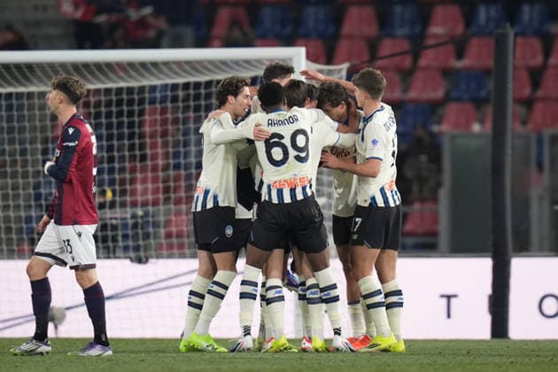 Atalanta s Nikola Krstovic celebrates after scoring the 0-2 goal for his team during the Serie A soccer match between Bologna and Atalanta at the Renato Dall™Ara Stadium in Bologna, north Italy - Wednesday, January 7, 2026 -  Copyright: xMassimoxPaolone LaPressex