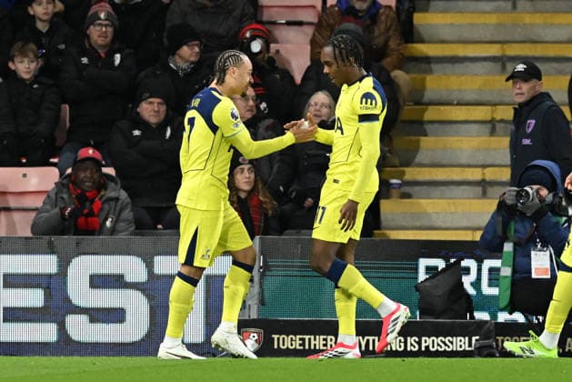 Bournemouth v Tottenham Hotspur, Premier League Goal 0-1 - Mathys Tel (11) of Tottenham Hotspur celebrates scoring the opening goal during the Premier League match between Bournemouth and Tottenham Hotspur at the Vitality Stadium, Bournemouth, UK on 7 January 2026. Bournemouth Vitality Stadium Dorset UK Editorial use only DataCo restrictions apply See www.football-dataco.com , Copyright: xGrahamxHuntx PSI-23541-0043