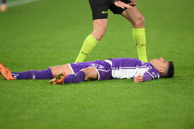 7th January 2026, Stadio Olimpico, Rome, Italy; Italian Serie A Football; Lazio versus Fiorentina; Fabiano Parisi of AC Fiorentina injured  AllShotLive Content restricted for UK based newspaper