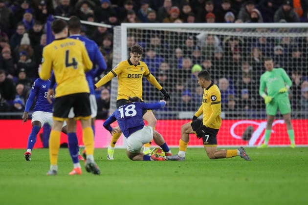 Everton v Wolverhampton Wanderers, Premier League Jack Grealish of Everton fouled by AndrÃ of Wolverhampton Wanderers during the Premier League match between Everton and Wolverhampton Wanderers at Hill Dickinson Stadium, Liverpool, UK on 7 January 2026. Liverpool Hill Dickinson Stadium Merseyside UK Editorial use only DataCo restrictions apply See www.football-dataco.com , Copyright: xAlunxRobertsx PSI-23540-0052