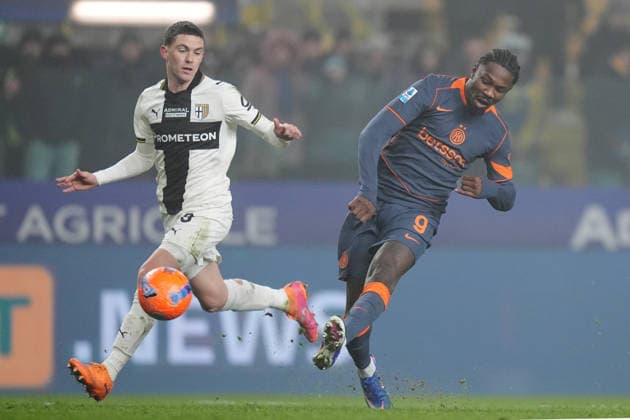 Inter Milan s Marcus Thuram scores 0-2 during the Serie A soccer match between Parma and Inter at the Tardini Stadium in Parma , north Italy - Wednesday , January 07 , 2025. - Soccer .  Copyright: xSpada LaPressex