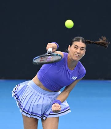 TENNIS BRISBANE INTERNATIONAL, Sorana Cirstea of Romania in action against Aryna Sabalenka of Belarus during day five of the Brisbane International tennis tournament at Pat Rafter Arena in Brisbane, Thursday, January 8, 2026. ( NO ARCHIVING, EDITORIAL USE ONLY BRISBANE QUEENSLAND AUSTRALIA  Copyright: xDARRENxENGLANDx 20260108123515368122