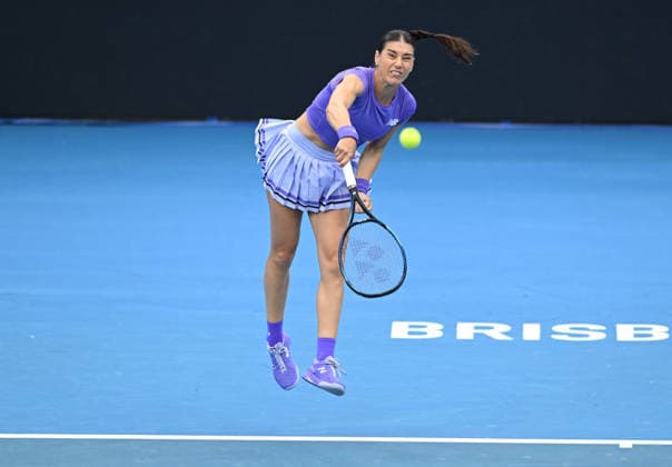 TENNIS BRISBANE INTERNATIONAL, Sorana Cirstea of Romania in action against Aryna Sabalenka of Belarus during day five of the Brisbane International tennis tournament at Pat Rafter Arena in Brisbane, Thursday, January 8, 2026. ( NO ARCHIVING, EDITORIAL USE ONLY BRISBANE QUEENSLAND AUSTRALIA  Copyright: xDARRENxENGLANDx 20260108187865232110