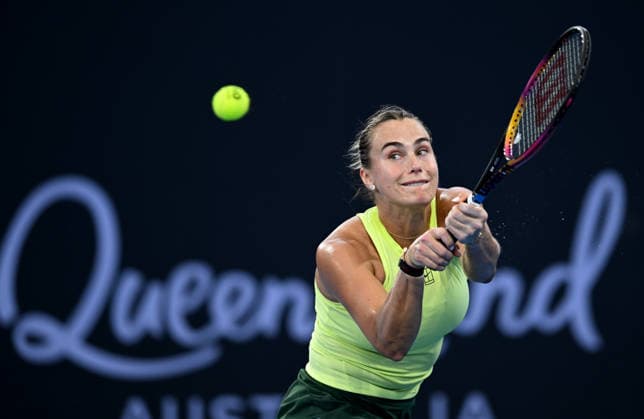 TENNIS BRISBANE INTERNATIONAL, Aryna Sabalenka of Belarus reacts against Sorana Cirstea of Romania during day five of the Brisbane International tennis tournament at Pat Rafter Arena in Brisbane, Thursday, January 8, 2026. ( NO ARCHIVING, EDITORIAL USE ONLY BRISBANE QUEENSLAND AUSTRALIA  Copyright: xDARRENxENGLANDx 20260108178867962700