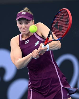 TENNIS BRISBANE INTERNATIONAL, Elena Rybakina of Kazakhstan in action against Paula Badosa of Spain during day five of the Brisbane International tennis tournament at Pat Rafter Arena in Brisbane, Thursday, January 8, 2026. ( NO ARCHIVING, EDITORIAL USE ONLY BRISBANE QUEENSLAND AUSTRALIA  Copyright: xDARRENxENGLANDx 20260108184706672590