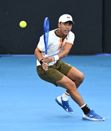 TENNIS BRISBANE INTERNATIONAL, Rinky Hijikata of Australia in action against Giovanni Mpetshi Perricard of France during day five of the Brisbane International tennis tournament at Pat Rafter Arena in Brisbane, Thursday, January 8, 2026. ( NO ARCHIVING, EDITORIAL USE ONLY BRISBANE QUEENSLAND AUSTRALIA  Copyright: xDARRENxENGLANDx 20260108117184068443