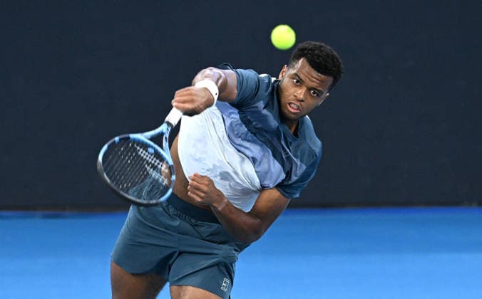 TENNIS BRISBANE INTERNATIONAL, Giovanni Mpetshi Perricard of France in action against Rinky Hijikata of Australia during day five of the Brisbane International tennis tournament at Pat Rafter Arena in Brisbane, Thursday, January 8, 2026. ( NO ARCHIVING, EDITORIAL USE ONLY BRISBANE QUEENSLAND AUSTRALIA  Copyright: xDARRENxENGLANDx 20260108177396646338