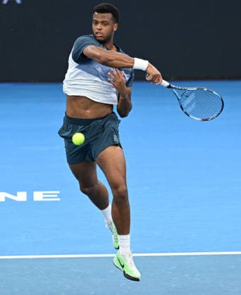 TENNIS BRISBANE INTERNATIONAL, Giovanni Mpetshi Perricard of France in action against Rinky Hijikata of Australia during day five of the Brisbane International tennis tournament at Pat Rafter Arena in Brisbane, Thursday, January 8, 2026. ( NO ARCHIVING, EDITORIAL USE ONLY BRISBANE QUEENSLAND AUSTRALIA  Copyright: xDARRENxENGLANDx 20260108116939141669