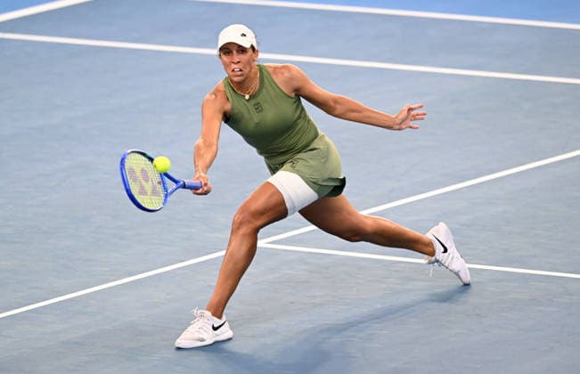 TENNIS BRISBANE INTERNATIONAL, Madison Keys of the USA in action against Diana Shnaider of Russia during day five of the Brisbane International tennis tournament at Pat Rafter Arena in Brisbane, Thursday, January 8, 2026. ( NO ARCHIVING, EDITORIAL USE ONLY BRISBANE QUEENSLAND AUSTRALIA  Copyright: xDARRENxENGLANDx 20260108120517343424