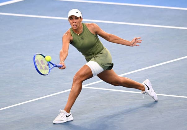 TENNIS BRISBANE INTERNATIONAL, Madison Keys of the USA in action against Diana Shnaider of Russia during day five of the Brisbane International tennis tournament at Pat Rafter Arena in Brisbane, Thursday, January 8, 2026. ( NO ARCHIVING, EDITORIAL USE ONLY BRISBANE QUEENSLAND AUSTRALIA  Copyright: xDARRENxENGLANDx 20260108124214704928