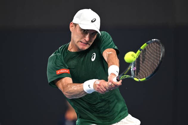TENNIS BRISBANE INTERNATIONAL, Raphael Collignon of Belgium in action against Grigor Dimitrov of Bulgaria during day 5 of the Brisbane International tennis tournament at Pat Rafter Arena in Brisbane, Thursday, January 8, 2026. ( NO ARCHIVING, EDITORIAL USE ONLY BRISBANE QUEENSLAND AUSTRALIA  Copyright: xDAVExHUNTx 20260108192976736640