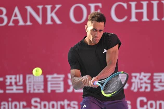 Hong Kong Tennis Open(ATP250) - Day 5 Michael Mmoh, an American tennis player, during a match at the Hong Kong Tennis Open(ATP250) on January 8, 2026 in Hong Kong. (Photo by Kobe Li Nexpher Images) Hong Kong