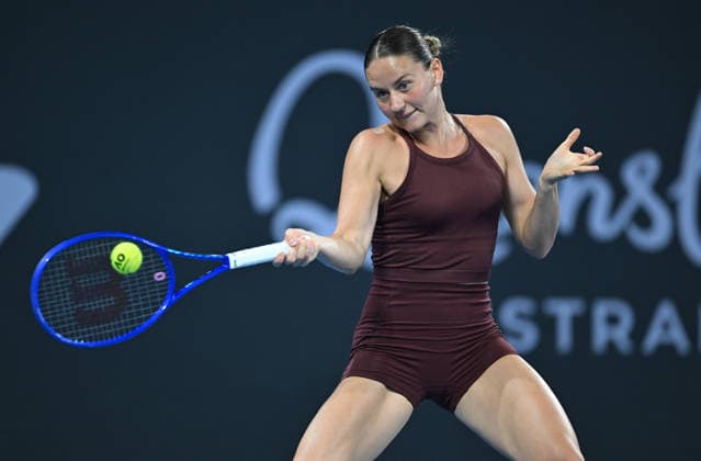 TENNIS BRISBANE INTERNATIONAL, Marta Kostyuk of Ukraine in action against Amanda Anisimova of USA during day 5 of the Brisbane International tennis tournament at Pat Rafter Arena in Brisbane, Thursday, January 8, 2026. ( NO ARCHIVING, EDITORIAL USE ONLY BRISBANE QUEENSLAND AUSTRALIA  Copyright: xDAVExHUNTx 20260108155612982440