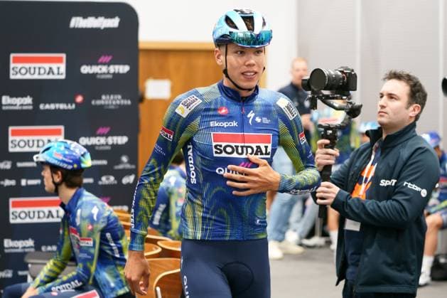 French Paul Magnier of Soudal Quick-Step pictured ahead of a training ride of the Soudal Quick-Step cycling team in Calpe, Spain, Thursday 08 January 2026. JOMAxGARCIA  x154477003x