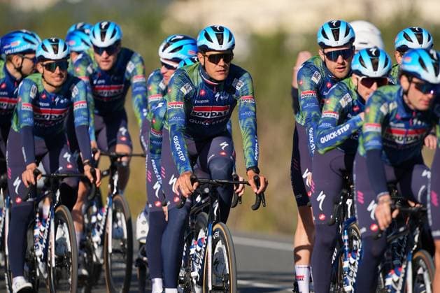 Soudal Quick-Step riders pictured during a training ride of the Soudal Quick-Step cycling team in Calpe, Spain, Thursday 08 January 2026. JOMAxGARCIA  x154478538x