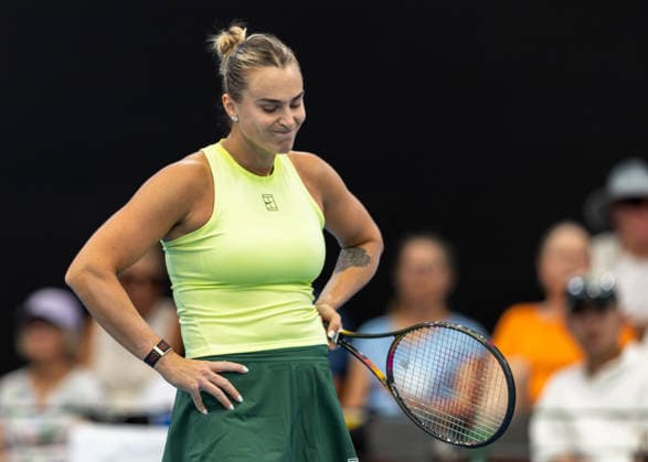 January 8, 2026, Brisbane, Qld, Australia: ARYNA SABALENKA of Belarus reacts during her WomenÃ¢â‚¬â ¢s Singles round of 16 match against SORANA CIRSTEA of Romania at the Brisbane International. Brisbane Australia - ZUMAt173 20260108_zsp_t173_009 Copyright: xStephanexThomasx