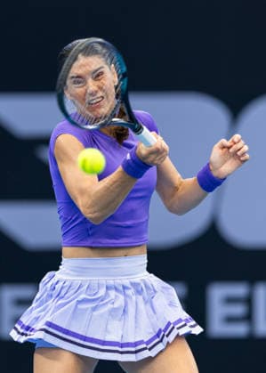 January 8, 2026, Brisbane, Qld, Australia: SORANA CIRSTEA of Romania plays a forehand during her WomenÃ¢â‚¬â ¢s Singles round of 16 match against ARYNA SABALENKA of Belarus at the Brisbane International. Brisbane Australia - ZUMAt173 20260108_zsp_t173_008 Copyright: xStephanexThomasx