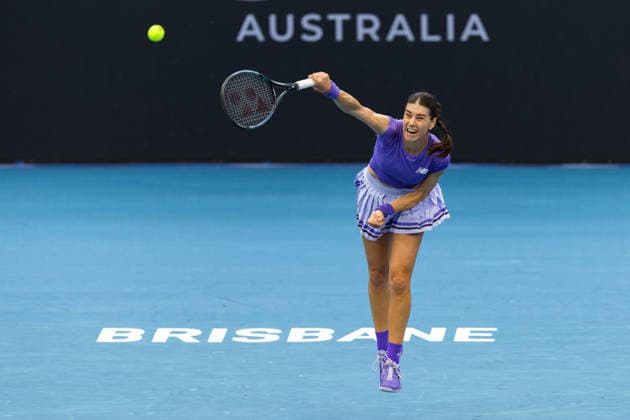 January 8, 2026, Brisbane, Qld, Australia: SORANA CIRSTEA of Romania serves during her WomenÃ¢â‚¬â ¢s Singles round of 16 match against ARYNA SABALENKA of Belarus at the Brisbane International. Brisbane Australia - ZUMAt173 20260108_zsp_t173_014 Copyright: xStephanexThomasx