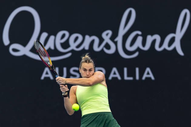 January 8, 2026, Brisbane, Qld, Australia: ARYNA SABALENKA of Belarus plays a backhand during her WomenÃ¢â‚¬â ¢s Singles round of 16 match against SORANA CIRSTEA of Romania at the Brisbane International. Brisbane Australia - ZUMAt173 20260108_zsp_t173_017 Copyright: xStephanexThomasx
