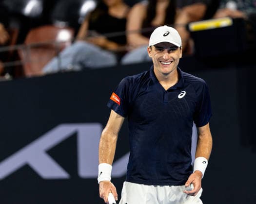 January 8, 2026, Brisbane, Qld, Australia: RAPHAEL COLLIGNON of Belgium reacts during his MenÃ¢â‚¬â ¢s Singles round of 16 match against GRIGOR DIMITROV of Bulgaria at the Brisbane International. Brisbane Australia - ZUMAt173 20260108_zsp_t173_052 Copyright: xStephanexThomasx
