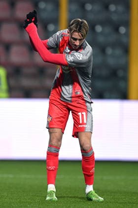 Mg Cremona 08 01 2026 - campionato di calcio serie A Cremonese-Cagliari foto Matteo Gribaudi Image nella foto: esultanza gol Dennis Jhonsen 